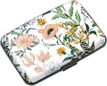 Coco Rossi Credit Card Holder RFID Aluminum Small Mini Wallet Women | Metal Wallet, Business Cards Holder, ID Case, Slim Sleeves, Womens Girls Gift, Carry Proof Wallets for Travel, White Flower