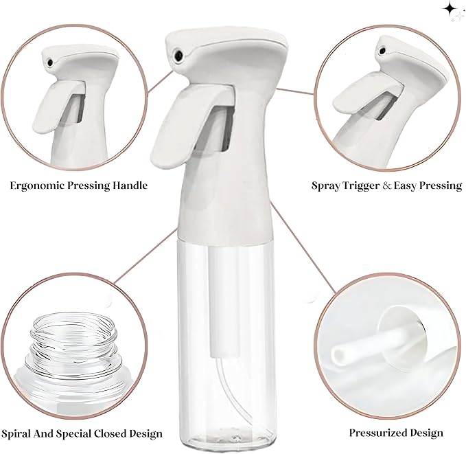FZE® 300ml Spray Bottle Pack Of 1 - Fine Mist for Hair, Plants, Cleaning & Skincare- Continuous Spray Bottle for Gardening, Plants, Cleaning, and Misting