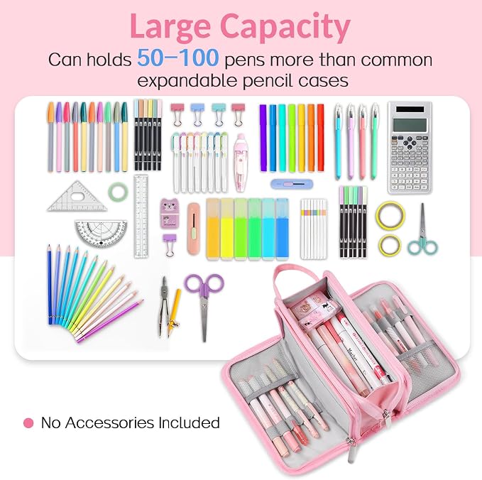 Sooez Large Pencil Case, Big Capacity Pencil Pouch Pen Bag with 3 Compartment, Portable Canvas Stationery Organizer with Zipper, Cute Aesthetic School Supplies for Teen Girls, Army Green with Plaid