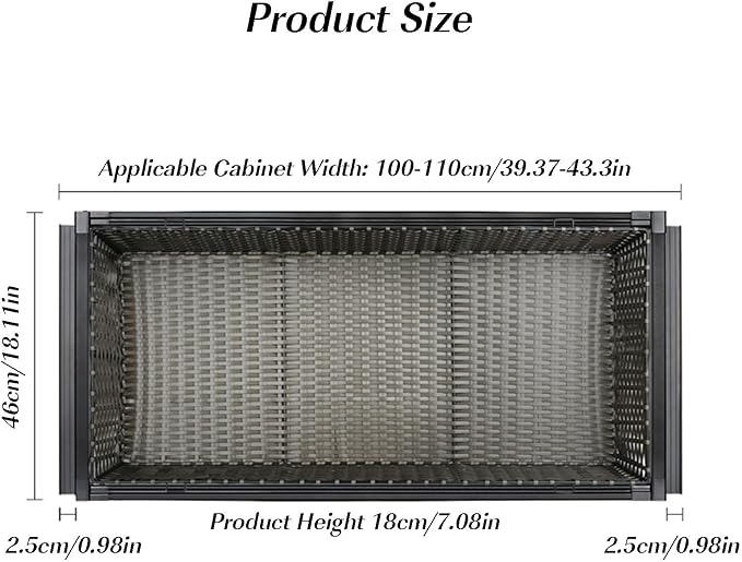 Pull Out Drawer Organizer Containers,Basket Storage Rack for Stackable Clothes,Slide Out Pantry Shelves,Can Store Office Supplies Clothes and Tableware(39.37-43.3in)