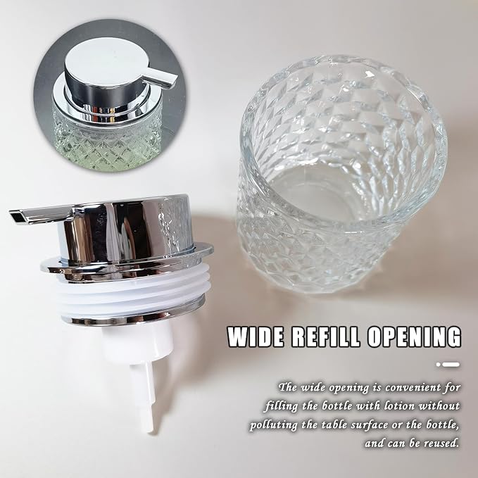 Glass Hand Foaming Soap Dispensers with Silver Pump Refillable Hand Soap Dispenser for Bathroom Kitchen (1Pack-D883)