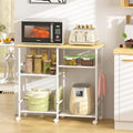 ThreeHio Rolling Kitchen Microwave Cart, 3-Tier Microwave Stand with Adjustable Shelf, Kitchen Storage Island on Lockable Wheels, Coffee Bar Baker's Rack Cart for Living Room, Office, Balcony, White