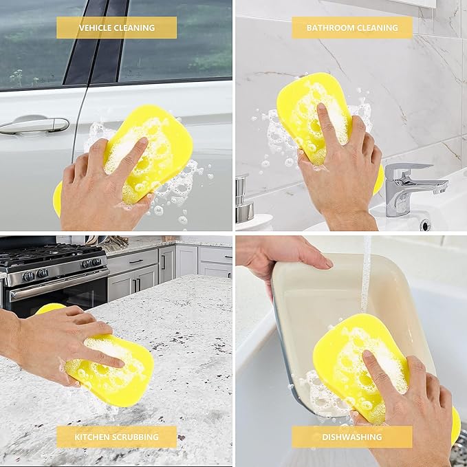 Abaodam 10pcs High Density Cleaning Sponges Multipurpose Microfibre Tools for Car Washing Home and Furniture Cleaning Easy to Use and Store Dirt Removal