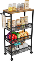 AZERPIAN Slim Rolling Cart 4 Tier Narrow Storage Cart on Wheels with Metal Handle for Kitchen Dining Living Home Laundry Room