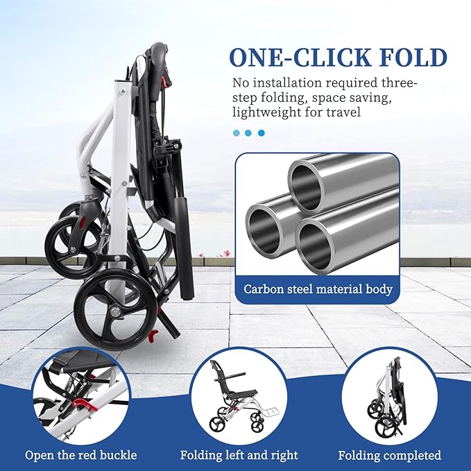 Wheel Chair for Adults,Transport Wheelchair Lightweight Foldable,Transport Chair for Senior,All Terrain Applicable,Travel Wheelchairs Can be Easily Placed in The Trunk.