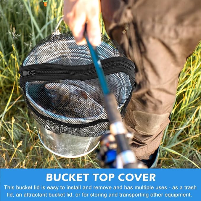 Fishing Bucket Organizer for 5 Gallon Bucket,Outdoor Ice-Fishing Tackle Bag with Bait Buckets Cover,Adjustable Buckle,Multi-Pockets for Fishing Gear & Accessories Storage