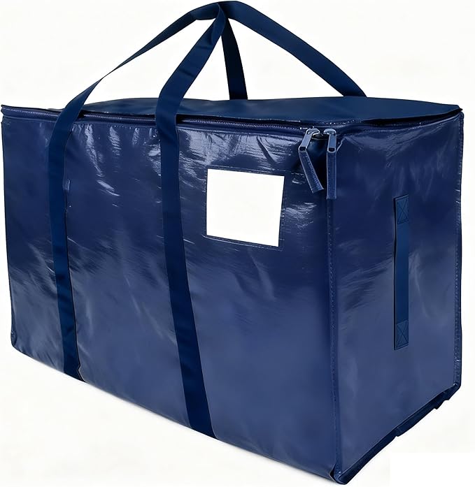 Moving Bags, Extra Large Heavy Duty Family Moving Bags with Reinforced Handles & Visible Window, Zippered Storage Bags for Clothes, Bedding, Dorm Room Essentials, Packing Supplies Alternative to Boxes