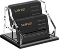 SANRUI Acrylic Business Card Holder, Black Business Cards Display Stand for Desk, Clear Horizontal 2 Slot Desktop Organizer , 120 Card Capacity