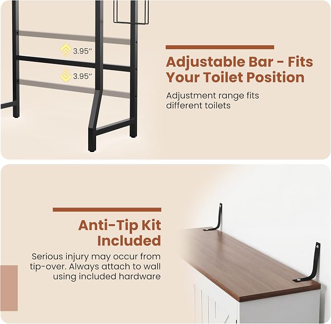 23.6" Over The Toilet Storage Cabinet with Barn Door,Bathroom Organizers and Storage with Adjustable Shelves, Farmhouse Over Toilet Organizer for Bathroom,Restroom,Laundry,White