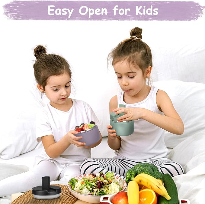 Pawtong 12oz Insulated Vacuum Food Jar with Buckle Lid Wide Mouth Soup Thermo for Hot Food Kids Leakproof Stainless Steel Lunch Container