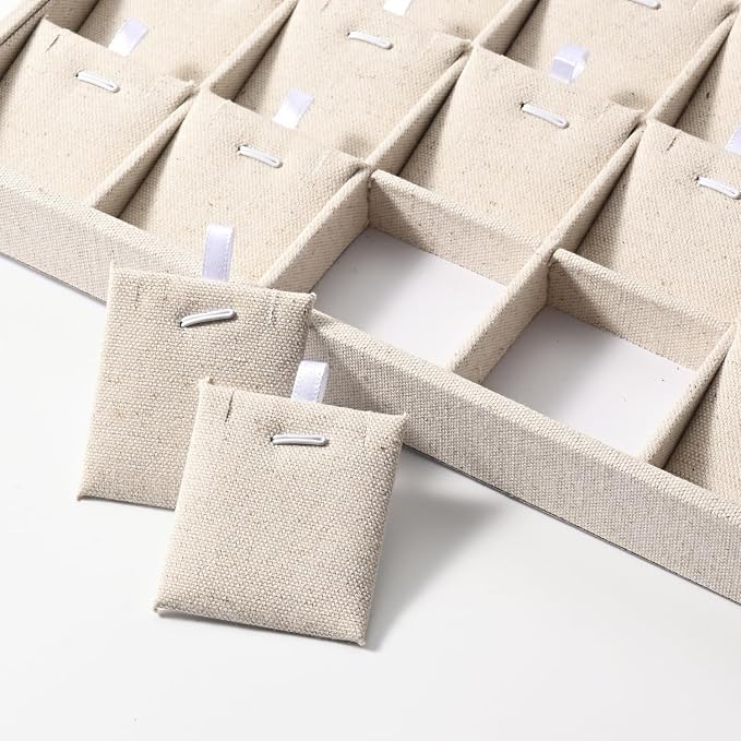 Oirlv 10 PCS Jewelry Display Cards Linen Earring Necklace Card for Selling