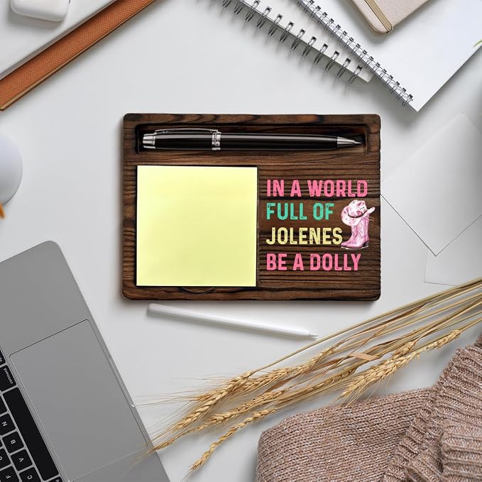 Pink Decor Pink Dolly Themed Sticky Note Holder, Dolly Gifts for Women Music Lovers Fans Sister Daughter Birthday Christmas, in a World Full of Jolenes