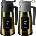 SWEET VIEW 2PCS Olive Oil Dispenser and Oil Sprayer | 16oz/470ml Glass Light-Proof Oil Pourer for Kitchen Air Fryer, Cooking, Salad, and BBQ, with Stickers