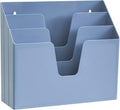 Acrimet Horizontal Triple File Folder Holder Organizer, Open Top Desktop Document Sorter for Letter Size Papers & Folders, Plastic (Solid Blue) | 3 compartments to separate and organize documents, folders and papers