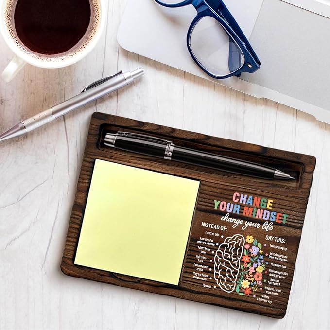 Mental Health Change Your Mindset Sticky Note Holder Therapist Gifts Therapy Office School Counselor Growth Mindset Self-Stick Note Pad Holders Desk Decor