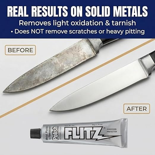 Flitz Metal Polish Paste - 1 Gal of USA-Made Polish for Solid Chrome, Stainless Steel, Aluminum - Non-Abrasive for Light Oxidation - Requires Manual Buffing - Not for Plated/Coated Surfaces (1 Pack)