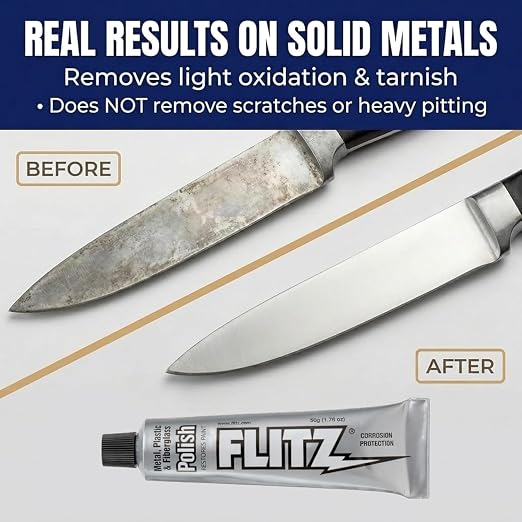 Flitz Metal Polish Paste - 5.29oz USA-Made Polish for Solid Chrome, Stainless Steel, & Aluminum - Non-Abrasive for Light Oxidation - Requires Manual Buffing - Not for Plated/Coated Surfaces (10-Pack)