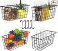 MaraFansie Over the Cabinet Door Organizer Wall Wire Baskets Hanging Kitchen Basket Shelf for Cabinet & Pantry Organization and Kitchen, Bathroom, Bedroom Storage, with Adhesive, 4 Pack