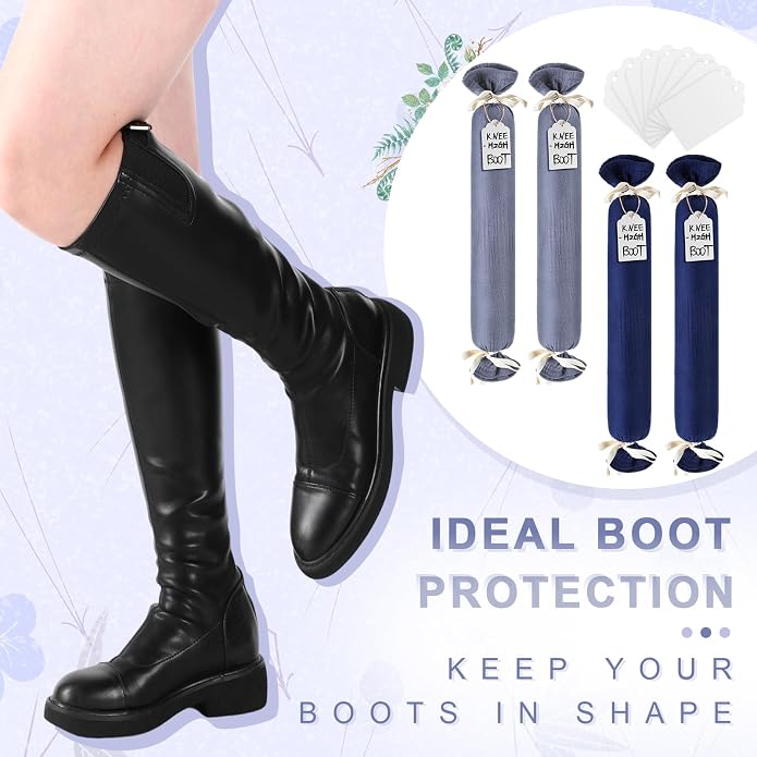 Maiteenly 2 Pairs Boot Shaper Stands with 8 Labels Cotton Tall Boot Inserts for Closet Organization