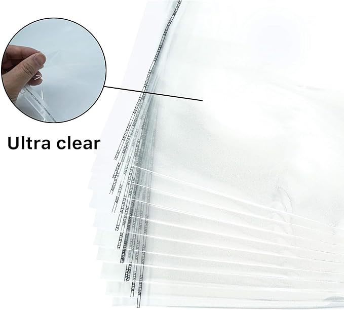 The Elixir Packaging 100 Count 11 x 14 Clear Poly Bag with Suffocation Warning Reclesable Transparent Plastic Tote Backpack Mailer Bag, Food Grade Material, 1.5 Mil Thickness