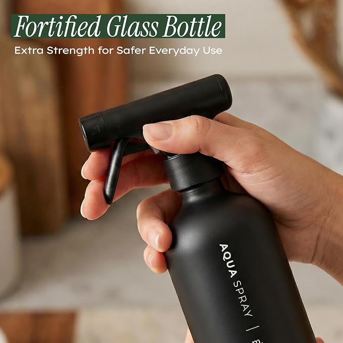 MaisoNovo Glass Spray Bottles 16.9 Oz Pack of 2 - Durable Black Spray Bottle with Fortified Glass & Fine Mist Pumps - Ideal for Salons, Barbers, Stylists, Pet Groomers & Daily Hair Care - 16 Labels