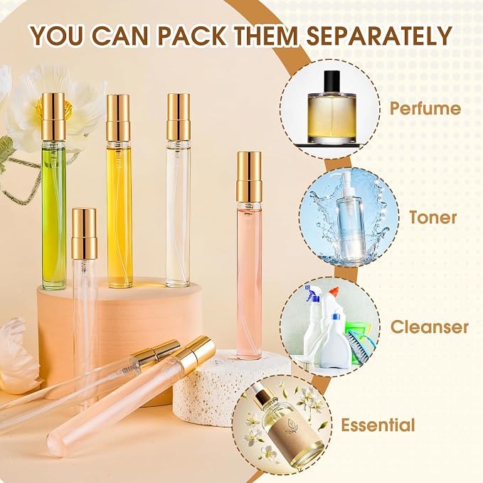 Mini Glass Spray Bottle 20pcs 10ml Clear Spray Bottle Empty, Fine Mist Refillable Mini Perfume Spray Bottle, Perfume Atomizer, Travel Spray Bottle For Hair, Small Empty Sample Containers Portable
