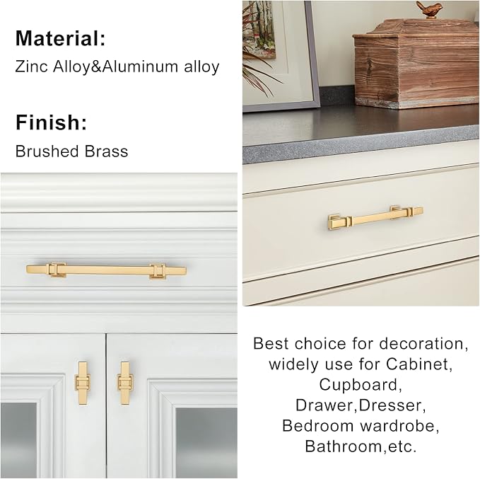 10 Pack 3 Inch Brushed Gold Pulls Kitchen Cabinet Handles Gold Pulls for Dresser Drawers Kitchen Cabinet Hardware