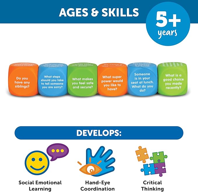 Learning Resources Let's Talk Cubes, Social Emotional & Speech Therapy Activities, Classroom Supplies, Sensory Gifts for Boys and Girls, Multi-Color
