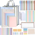 Colarr 54 Pcs Cute Notebook Stationery Set for Women, Bible Study Supplies, 6 Lined Notebooks, 36 Pens, Sticky Notes & Tabs, Bags & Folders for Work Journal Study College Office Supply(Morandi)