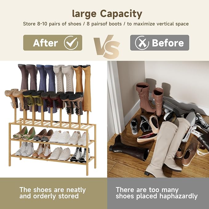 Detachable Boot Rack For Tall Boots Organizer,Outdoor Shoe Rack Storage | 3-Tier Multiuse Shoe Rack For Tall Boots,Closet Organizers And Entryway Storage,Suitable For All Seasons
