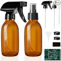 Tecohouse Glass Spray Bottles 4 OZ, Amber Empty Spray Bottle for Essential Oils, Small Glass Bottles for Cleaning Solutions, Plants, with Durable Nozzle, Labels, Funnel, Pipettes