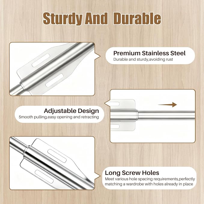 13" Valet Rod For Closet Pull Out Adjustable For Closet,1 Pack Chrome | 13" pull-out valet rod provides convenient hanging space for clothes in closets, bedrooms and laundry rooms.