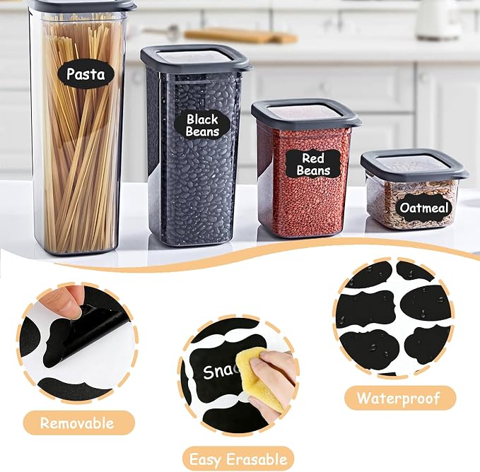 142Pcs Jar Label Stickers Set – 80 Reusable Blackboard Stickers with 2 White Erasable Chalk Markers, 60 Handmade for You Stickers, Perfect for Mason Jars, Spice Jars, Jam Jar & various Food Containers