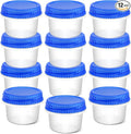 12 Pack Freezer Containers with Screw On Lids, 6 Oz Stackable Reusable Plastic Storage Container, Airtight Plastic Food Storage Containers with Twist Top Lids for Food Soup Jello Sauce