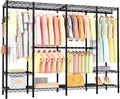 Golpart Heavy Duty Garment Rack Clothes Rack,Large Metal Closet Organizer System Storage Wardrobe,Freestanding Clothing Rack with Adjustable Wire Shelves& Hang Rods,MaxLoad 1000lbs
