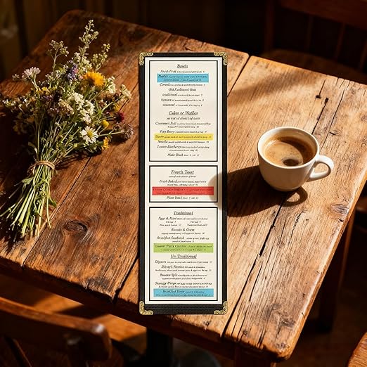 Goodsmart Restaurant Menu Covers - 25 Pack Black 1-Page/2-View 4.25" x 14", Top-Loading Vinyl Menu Holders with Clear Sleeves, Double-Stitched Edge, Leather-Style Café Covers with Gold Corners