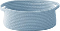 JMvicyroam Woven Basket,Small Rope Storage Bin with Handles & Ribbon Bag, Organizer for Shelves Closets,Gift Basket Empty for Birthday,Books,Dog Toys, Blue