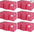 JCBZAMZ 6 Pack Heavy Duty Extra Large Moving Bags with Handles,Waterproof Foldable Storage Totes, Clothing Storage Bags, Packing Moving Boxes for College Supplies, Pink