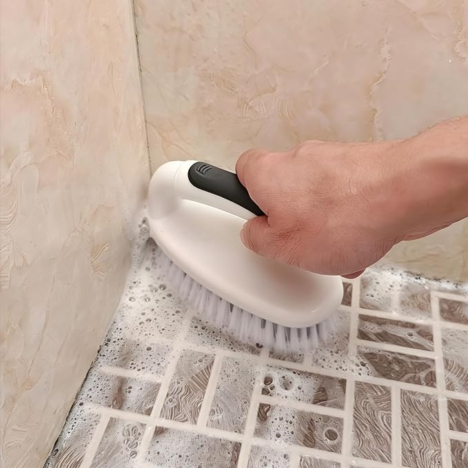 Scrub Brushes for Cleaning Bathtub Scrubber Heavy Duty Scrub Brush with Handle Stiff Bristle Cleaning Brush for Shower, Kitchen, Sink, Bathroom, Floor (Black)