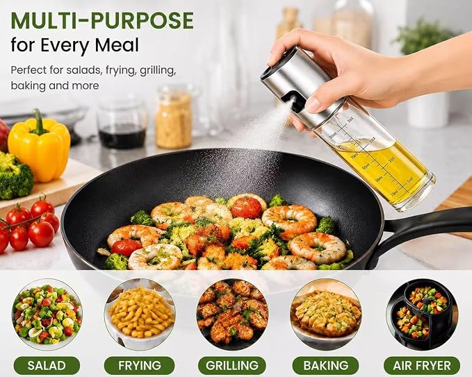 NIKKIER Oil Sprayer for Cooking,100ml Olive Oil Spritzer,Oil Sprayer for Air Fryer, Salad,BBQ,Roasting