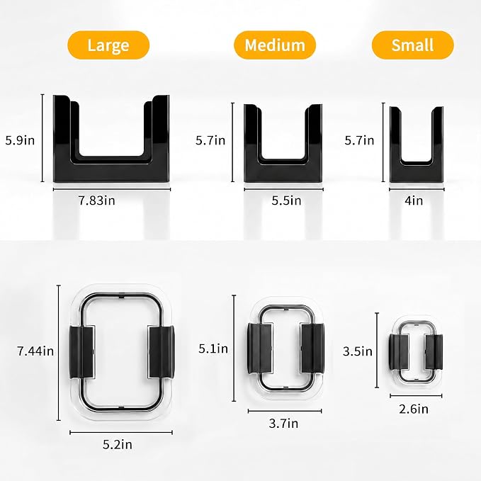 Food Container Lid Organizer for Rubbermaid Brilliance Lids, 3 Pcs Lid Organizers for Cabinet, Holds 24 Snap-On Lids, Stackable Kitchen Cabinet Organizer for 0.5, 1.3, 3.2 & 4.7 Cup Lid, Black