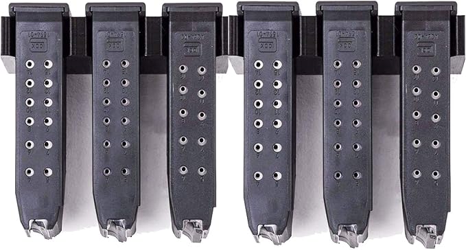 Magazine Mount for Glock 17 19 26 31 32 33 34 - Pistol Mag Wall Display Storage Organization System (2 Mount Hold 6 Mags)