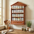 Chunful Vintage Spice Jar Wooden Rack with 4 Tier Hanging Spice Rack Wall Mounting Kitchen Storage Village Style Display Shelf for 24 Jar, Christmas Wedding Bridal Gift, Shelf Only(Classic)