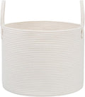 JMvicyroam 65L Extra Large Machine Washable Cotton Rope Blanket Basket | Collapsible laundry hamper, Reinforced handles, For blankets, pillows, toys and clothes, Living room and bedroom, White