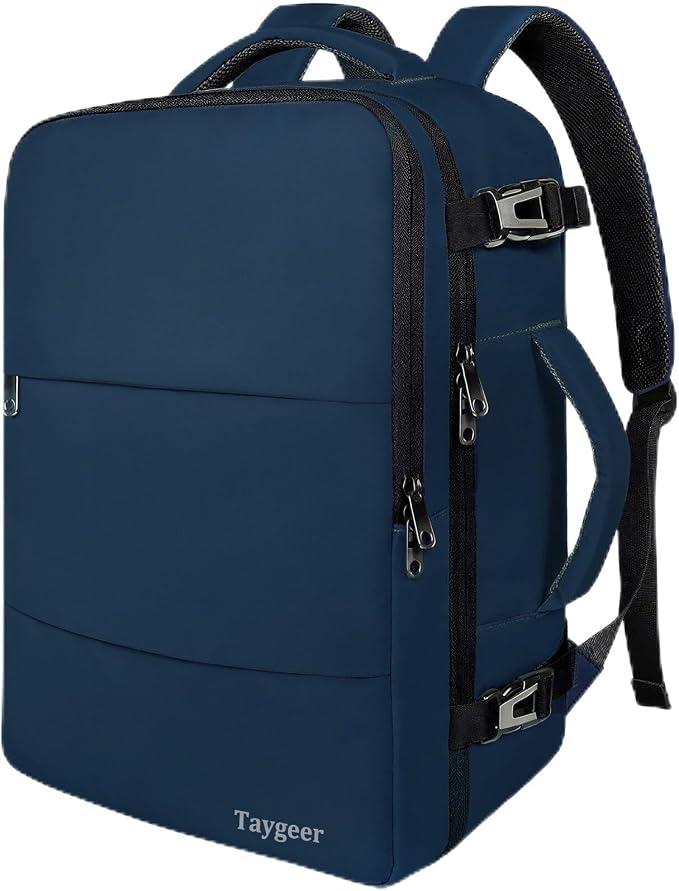 Taygeer Carry On Backpack, 35L Travel Backpack for Women Airline Approved | Laptop Bag with Water Bottle Pocket & Shoe Pouch, Personal Item Mochila for College Business Trip Weekender, Dark Blue