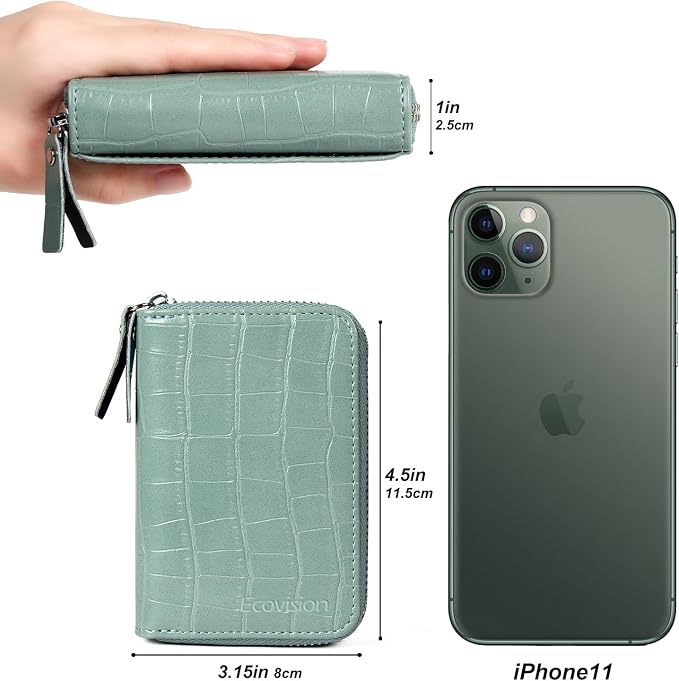 Credit Card Wallet, RFID Card Case Wallet, Zipper Card Cases Holder for Men Women, RFID Blocking, KeyChain Wallet, Compact Size Card Organizer Case for Women