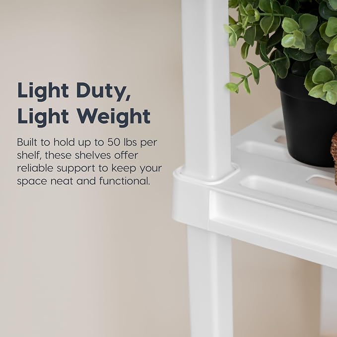 IRIS USA 3-Shelf Light Duty Plastic Storage Shelves, 150lb Capacity, 33" H x 24" W x 12" D, Medium Modular Shelving Unit Storage Organizer for Bathroom, Laundry, Garage & Home, Storage Rack - White