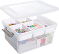 Citylife 17 QT Plastic Storage Box with Removable Tray Craft Organizers and Storage Clear Storage Container for Organizing Bead, Tool, Sewing, Playdoh, Coloring Books, Markers