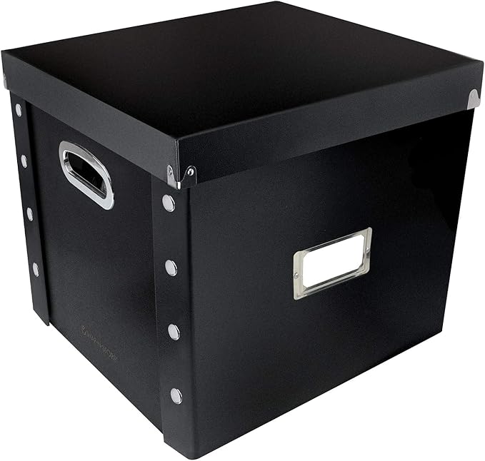 Snap-N-Store Vinyl Record Storage Box - 12" - 2 Pack - Crate Holds up to 75 Vinyl Albums - Black
