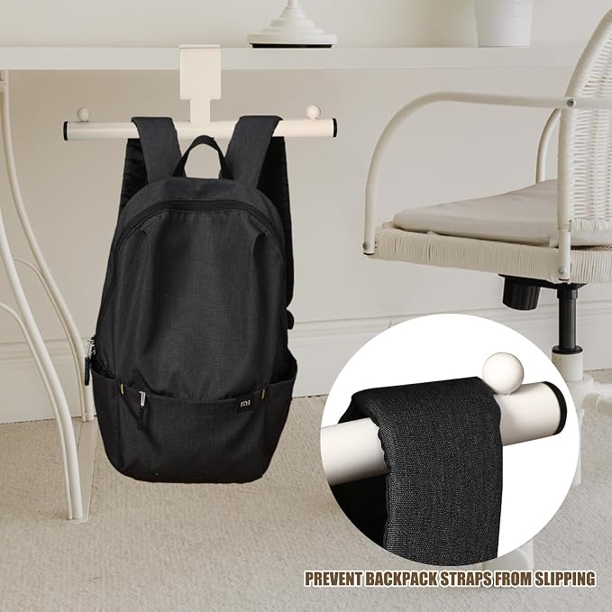 Geelin 2 Pcs White Heavy-Duty Bag Hook for Desk or Table Bag Hanger Backpack Holder Purse Hook Table Handbag Hanger Organizer Storage Under Desk for Office Classroom Dorm Accessories